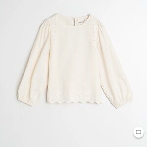 Brand New/Never Worn-Chic Cream Blouse with Scalloped Hem